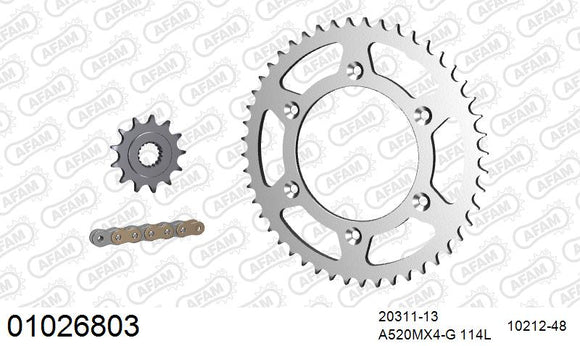 Honda CR250 2003 - AFAM MX reinforced Chain & Steel Sprocket Kit, 520 (OE Pitch) - 01026803 - P3 Tuning