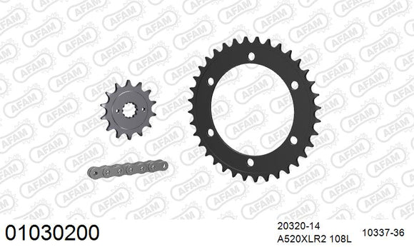Honda CB 300 FA ABS F,G,J,K 2015-2019 - AFAM Xs-Ring Reinforced Plus Chain & Steel Sprocket Kit, 520 (OE Pitch) - 01030200 - P3 Tuning