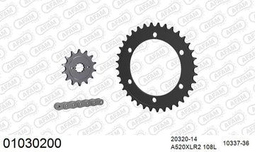 Honda CBR300R 2014-2019 - AFAM Xs-Ring Reinforced Plus Chain & Steel Sprocket Kit, 520 (OE Pitch) - 01030200 - P3 Tuning