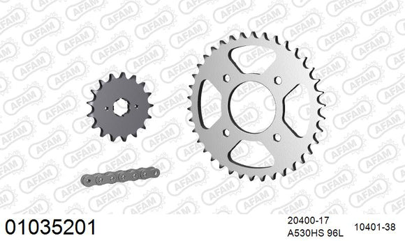 Honda CB400/4 1975-1978 - AFAM Reinforced Chain & Steel Sprocket Kit, 530 (OE Pitch) - 01035201 - P3 Tuning