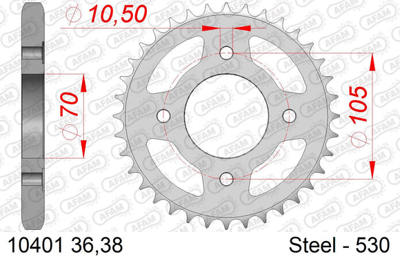 Honda CB400/4 1975-1978 - AFAM Reinforced Chain & Steel Sprocket Kit, 530 (OE Pitch) - 01035201 - P3 Tuning