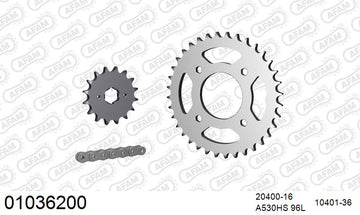 Honda CB360 1975 - AFAM Reinforced Chain & Steel Sprocket Kit, 530 (OE Pitch) - 01036200 - P3 Tuning