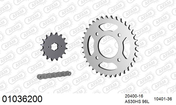 Honda CB360 1975 - AFAM Reinforced Chain & Steel Sprocket Kit, 530 (OE Pitch) - 01036200 - P3 Tuning