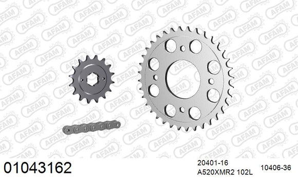 Honda CM400A / T / TZ 1981-1983 - AFAM XS-ring Extra Reinforced Chain & Steel Sprocket Kit, 520 (OE Pitch) - 01043162 - P3 Tuning