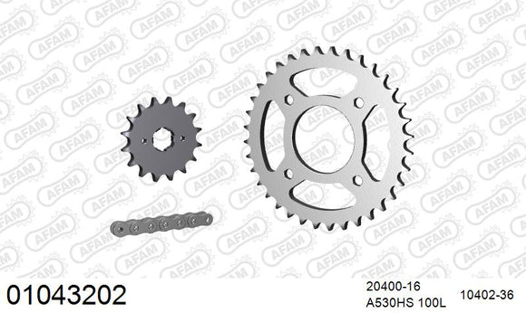 Honda CB400N Super Dream 1978-1980 - AFAM Reinforced Chain & Steel Sprocket Kit, 530 (OE Pitch) - 01043202 - P3 Tuning