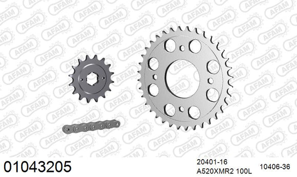Honda CB400N Super Dream 1981-1983 - AFAM XS-ring Extra Reinforced Chain & Steel Sprocket Kit, 520 (OE Pitch) - 01043205 - P3 Tuning