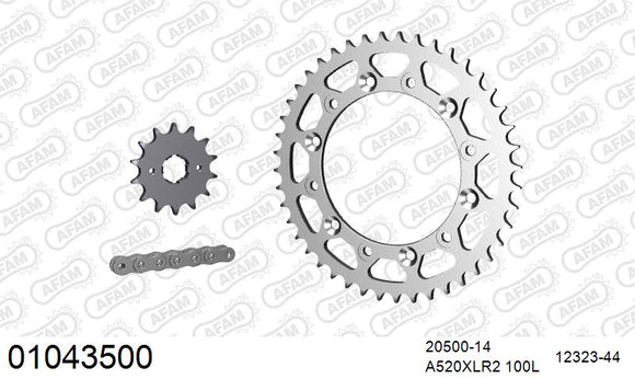 Honda XL400S 1981 - AFAM Xs-Ring Reinforced Plus Chain & Steel Sprocket Kit, 520 (OE Pitch) - 01043500 - P3 Tuning