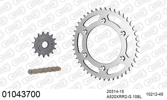 Honda XR400R 1996-2004 - AFAM Xs-Ring Reinforced Plus Chain & Steel Sprocket Kit, 520 (OE Pitch) - 01043700 - P3 Tuning