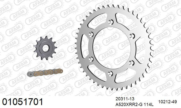 Honda CRF450R / RX 2002 - AFAM Xs-Ring Reinforced Plus Chain & Steel Sprocket Kit, 520 (OE Pitch) - 01051701 - P3 Tuning