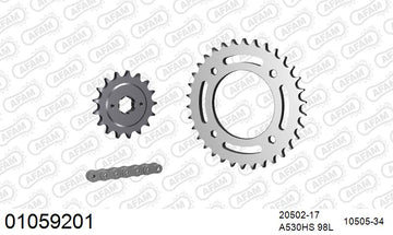 Honda CB 500 K1,K2 1975-1976 - AFAM Reinforced Chain & Steel Sprocket Kit, 530 (OE Pitch) - 01059201 - P3 Tuning