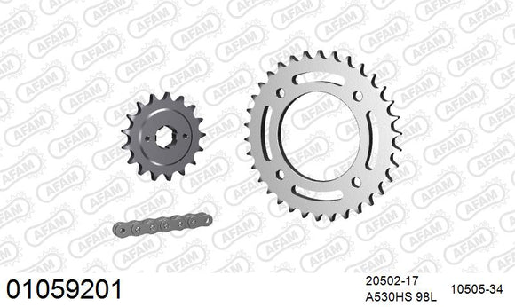 Honda CB500F / T 1977 - AFAM Reinforced Chain & Steel Sprocket Kit, 530 (OE Pitch) - 01059201 - P3 Tuning