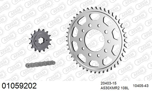 Honda VF 500 F Interceptor 1984 - AFAM XS-ring Extra Reinforced Chain & Steel Sprocket Kit, 530 (OE Pitch) - 01059202 - P3 Tuning