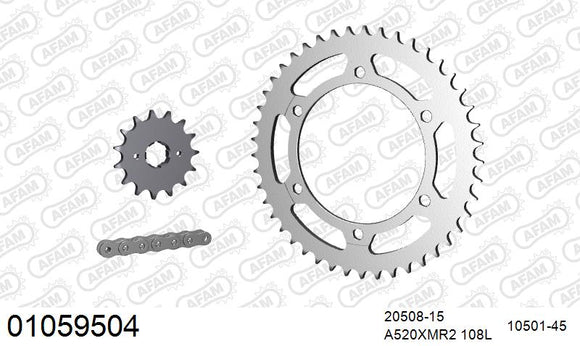 Honda NX 500 J 1988 - AFAM XS-ring Extra Reinforced Chain & Steel Sprocket Kit, 520 (OE Pitch) - 01059504 - P3 Tuning