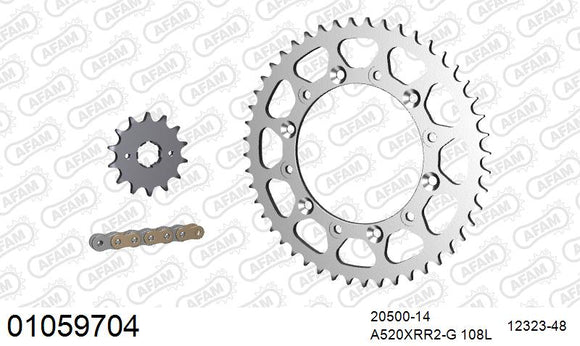 Honda XR500 1983-1985 - AFAM Xs-Ring Reinforced Plus Chain & Steel Sprocket Kit, 520 (OE Pitch) - 01059704 - P3 Tuning