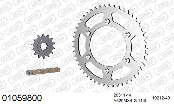 Honda CR500 1992-2001 - AFAM MX Racing GP Chain & Steel Sprocket Kit, 520 (OE Pitch) - 01059800 - P3 Tuning