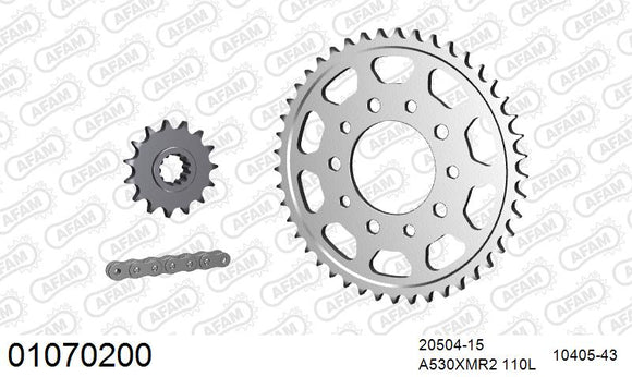 Honda CBR600F 1987-1990 - AFAM XS-ring Extra Reinforced Chain & Steel Sprocket Kit, 530 (OE Pitch) - 01070200 - P3 Tuning