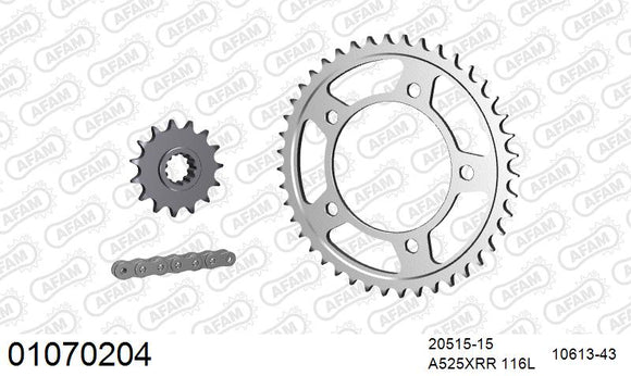Honda CBF600 2004-2007 - AFAM XS-ring Extra Reinforced Chain & Steel Sprocket Kit, 525 (OE Pitch) - 01070204 - P3 Tuning