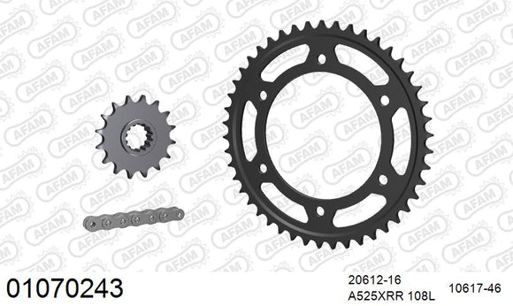 Honda CBR600F 2001-2002 - AFAM XS-ring Extra Reinforced Chain & Steel Sprocket Kit, 525 (OE Pitch) - 01070243 - P3 Tuning