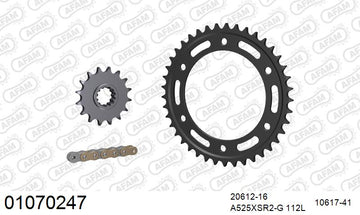 Honda CBR600RR 2009-2018 - AFAM XS-ring super reinforced Chain & Steel Sprocket Kit, 525 (OE Pitch) - 01070247 - P3 Tuning