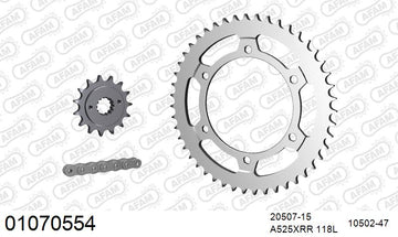 Honda XL700 Transalp 2008-2012 - AFAM XS-ring Extra Reinforced Chain & Steel Sprocket Kit, 525 (OE Pitch) - 01070554 - P3 Tuning