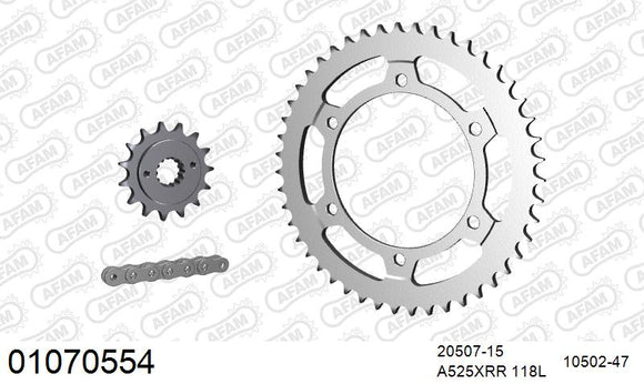 Honda XL700 Transalp 2008-2012 - AFAM XS-ring Extra Reinforced Chain & Steel Sprocket Kit, 525 (OE Pitch) - 01070554 - P3 Tuning
