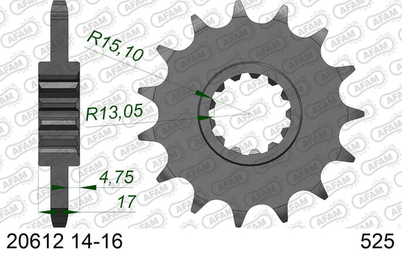 Honda CBR650F 2014-2018 - AFAM XS-ring super reinforced Chain & Steel Sprocket Kit, 525 (OE Pitch) - 01073131 - P3 Tuning
