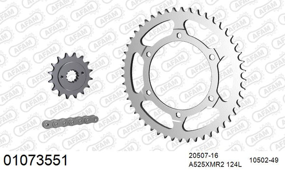 Honda XRV 650 Africa Twin 1988-1989 - AFAM XS-ring Extra Reinforced Chain & Steel Sprocket Kit, 525 (OE Pitch) - 01073551 - P3 Tuning