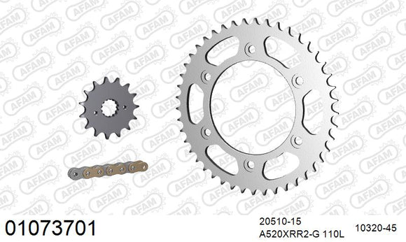 Honda XR650 1993-2009 - AFAM Xs-Ring Reinforced Plus Chain & Steel Sprocket Kit, 520 (OE Pitch) - 01073701 - P3 Tuning