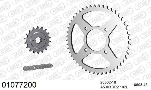 Honda CB750K 1971-1977 - AFAM XS-ring Extra Reinforced Chain & Steel Sprocket Kit, 530 (OE Pitch) - 01077200 - P3 Tuning