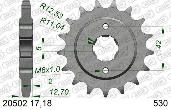 Honda CB750K 1971-1977 - AFAM Reinforced Chain & Steel Sprocket Kit, 530 (OE Pitch) - 01077200B - P3 Tuning