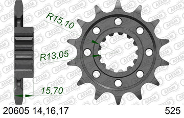 Honda VFR750 1988-1989 - AFAM XS-ring super reinforced Chain & Steel Sprocket Kit, 525 (OE Pitch) - 01077371 - P3 Tuning