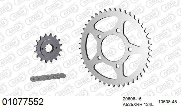 Honda XRV 750 Africa Twin 1996-2000 - AFAM XS-ring Extra Reinforced Chain & Steel Sprocket Kit, 525 (OE Pitch) - 01077552 - P3 Tuning