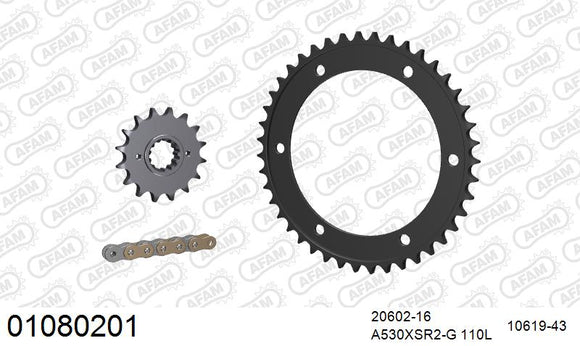 Honda VFR800 Vtec 2002-2005 - AFAM XS-ring super reinforced Chain & Steel Sprocket Kit, 530 (OE Pitch) - 01080201 - P3 Tuning