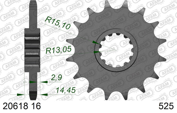 Honda VFR800 Vtec 2014-2019 - AFAM XS-ring Hyper reinforced Chain & Steel Sprocket Kit, 525 (OE Pitch) - 01080204 - P3 Tuning