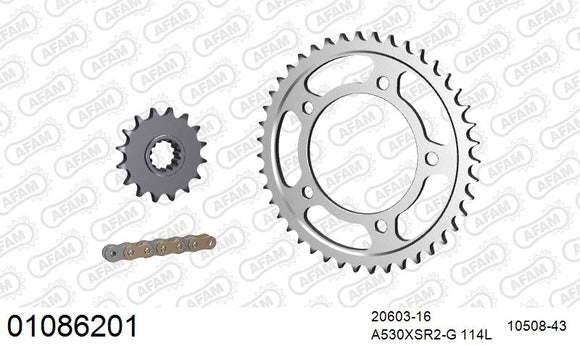 Honda CB900 Hornet 2002-2006 - AFAM XS-ring super reinforced Chain & Steel Sprocket Kit, 530 (OE Pitch) - 01086201 - P3 Tuning