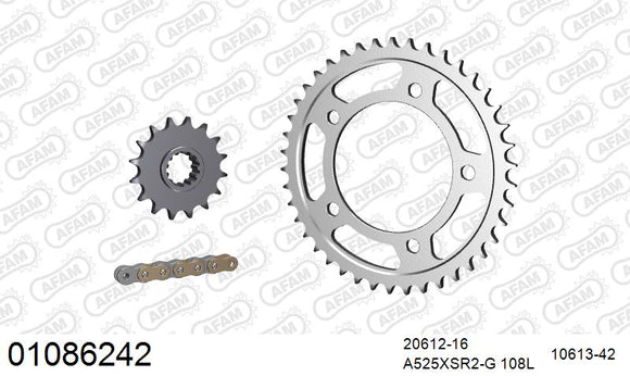 Honda CBR900RR Fireblade 1996-1997 - AFAM XS-ring super reinforced Chain & Steel Sprocket Kit, 525 (OE Pitch) - 01086242 - P3 Tuning