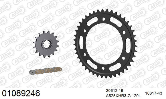 Honda CBR1000RR Fireblade 2017-2019 - AFAM XS-ring Hyper reinforced Chain & Steel Sprocket Kit, 525 (OE Pitch) - 01089246 - P3 Tuning