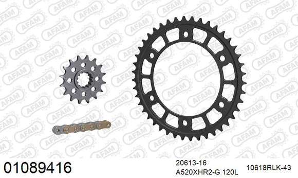 Honda CBR1000RR Fireblade 2017-2019 - AFAM XS-ring Hyper reinforced Chain & Racing Superlight Steel Sprocket Kit, 520 conversion - 01089416 - P3 Tuning