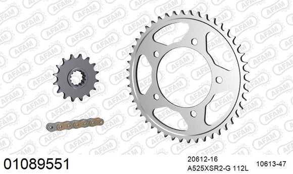Honda Varadero XL1000 2004 - AFAM XS-ring super reinforced Chain & Steel Sprocket Kit, 525 (OE Pitch) - 01089551 - P3 Tuning