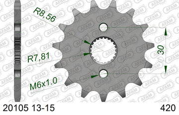 Honda XR 50 R Y,1,2,3 2000-2003 - AFAM Reinforced Chain & Alu Sprocket Kit, 420 (OE Pitch) - 01101700 - P3 Tuning