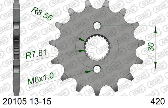 Honda XR 50 R Y,1,2,3 2000-2003 - AFAM Reinforced Chain & Alu Sprocket Kit, 420 (OE Pitch) - 01101700 - P3 Tuning
