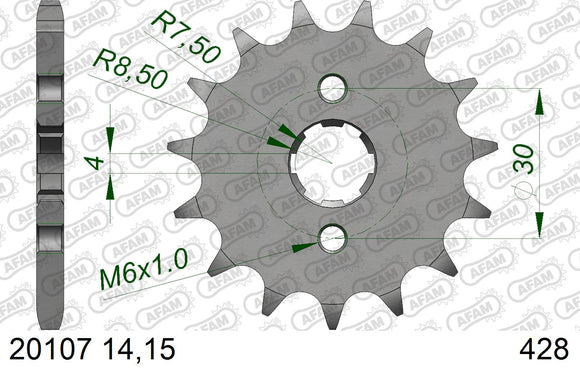 Honda CRF 100 F 4,5,6,7,8,9,A,B,C,D 2004-2013 - AFAM MX Racing Chain & Alu Sprocket Kit, 428 (OE Pitch) - 01111701 - P3 Tuning