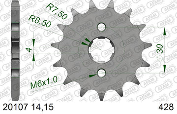 Honda XR 100 R F,G,H,J,K,L,M,N,P,R,S,T,V,W,X,Y,1,2,3 1985-2003 - AFAM MX Racing Chain & Alu Sprocket Kit, 428 (OE Pitch) - 01111701 - P3 Tuning