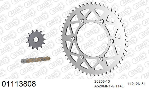 Honda CR125 1992-2002 - AFAM MX reinforced Chain & Alu Sprocket Kit, 520 (OE Pitch) - 01113808 - P3 Tuning