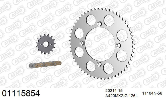 Honda CRF150R 2020-2026 - AFAM MX Racing Chain & Alu Sprocket Kit, 420 (OE Pitch) - 01115854 - P3 Tuning