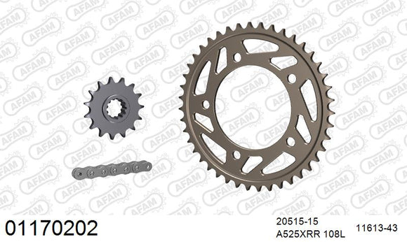 Honda CBR600F 1997-1998 - AFAM XS-ring Extra Reinforced Chain & Alu Sprocket Kit, 525 (OE Pitch) - 01170202 - P3 Tuning