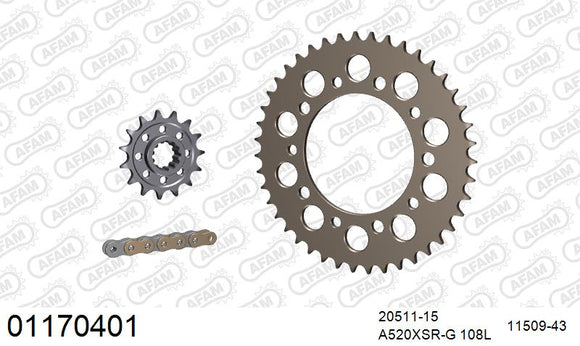 Honda CBR600F 1991-1996 - AFAM XS-ring super reinforced Chain & Alu Sprocket Kit, 520 conversion - 01170401 - P3 Tuning