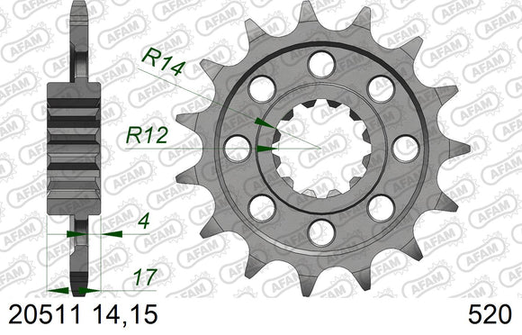 Honda CBR600F 1991-1996 - AFAM XS-ring super reinforced Chain & Alu Sprocket Kit, 520 conversion - 01170401 - P3 Tuning