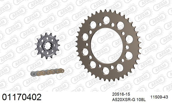 Honda CBR600F 1997-1998 - AFAM XS-ring super reinforced Chain & Alu Sprocket Kit, 520 conversion - 01170402 - P3 Tuning