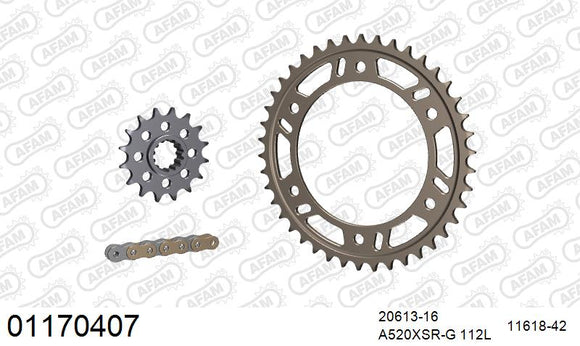 Honda CBR600RR 2003-2004 - AFAM XS-ring super reinforced Chain & Alu Sprocket Kit, 520 conversion - 01170407 - P3 Tuning